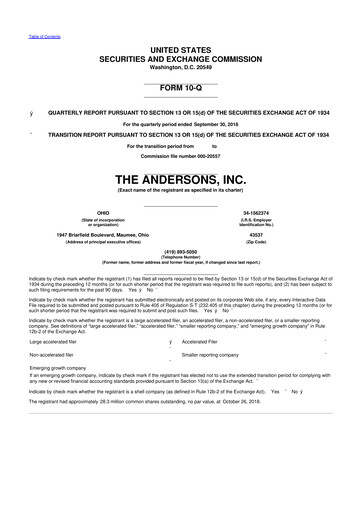 Thumbnail The Andersons, Inc. 10-Q Quarterly Report FY2018 