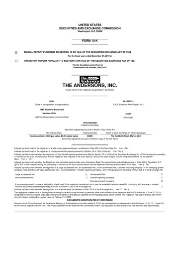 Miniature The Andersons, Inc. 10-K Rapport annuel 2019