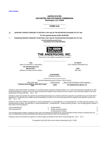 Thumbnail The Andersons, Inc. 10-Q Quarterly Report FY2023 