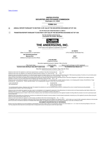 Miniature The Andersons, Inc. 10-K Rapport annuel 2023