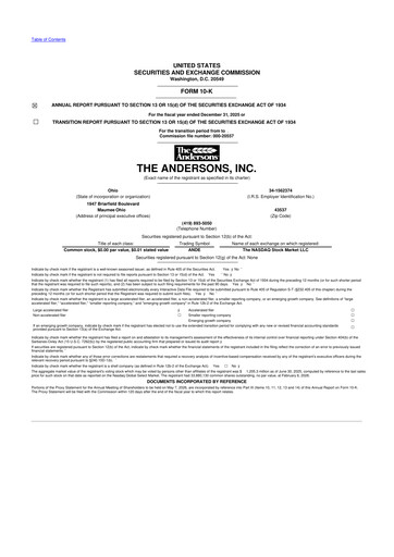 Miniature The Andersons, Inc. 10-K Rapport annuel 2025