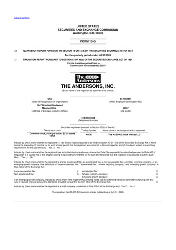 Thumbnail The Andersons, Inc. 10-Q Quarterly Report FY2026 