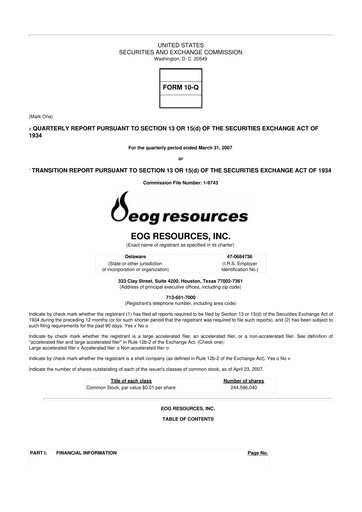 Miniature EOG Resources 10-Q Rapport trimestriel  