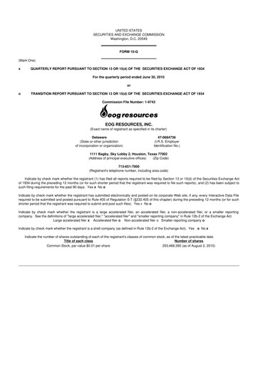 Vorschaubild EOG Resources 10-Q Quartalsbericht  