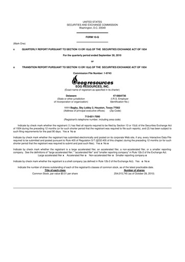 Vorschaubild EOG Resources 10-Q Quartalsbericht  