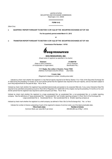 Vorschaubild EOG Resources 10-Q Quartalsbericht  