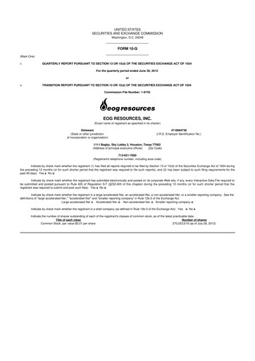 Vorschaubild EOG Resources 10-Q Quartalsbericht  