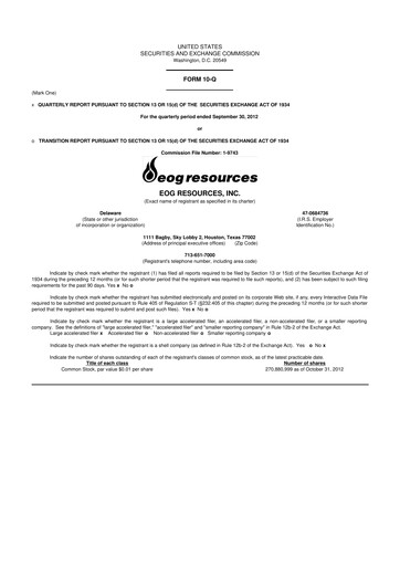 Vorschaubild EOG Resources 10-Q Quartalsbericht  