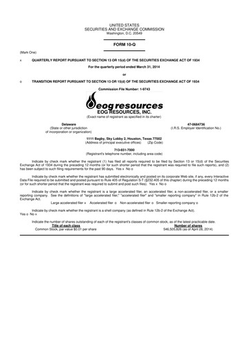 Vorschaubild EOG Resources 10-Q Quartalsbericht  