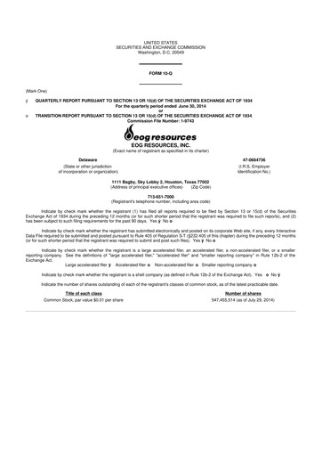 Vorschaubild EOG Resources 10-Q Quartalsbericht  