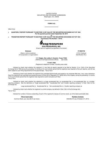 Vorschaubild EOG Resources 10-Q Quartalsbericht  
