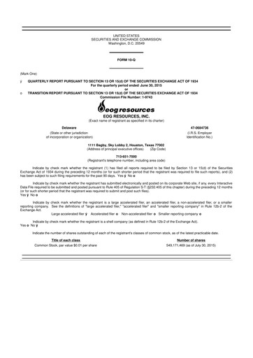 Vorschaubild EOG Resources 10-Q Quartalsbericht  