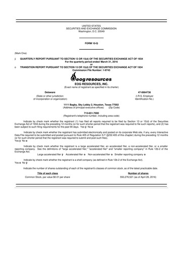 Vorschaubild EOG Resources 10-Q Quartalsbericht  