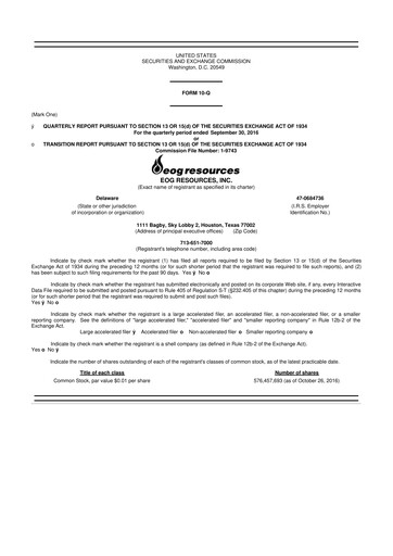 Vorschaubild EOG Resources 10-Q Quartalsbericht  