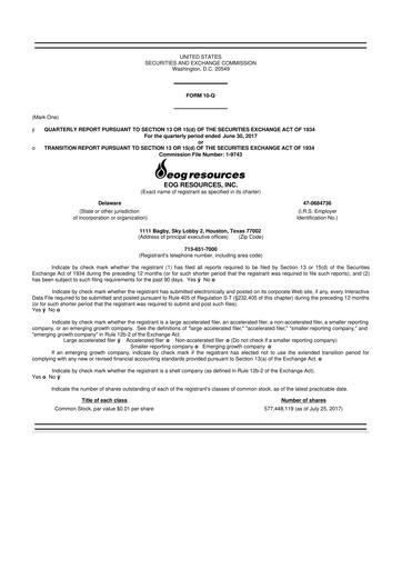Vorschaubild EOG Resources 10-Q Quartalsbericht  