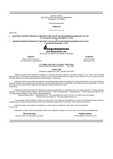 Vorschaubild EOG Resources 10-Q Quartalsbericht  