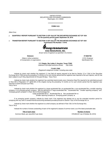 Vorschaubild EOG Resources 10-Q Quartalsbericht  