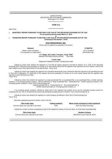 Vorschaubild EOG Resources 10-Q Quartalsbericht  
