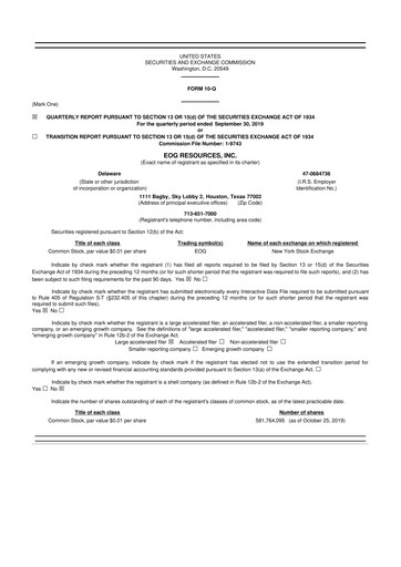 Vorschaubild EOG Resources 10-Q Quartalsbericht  