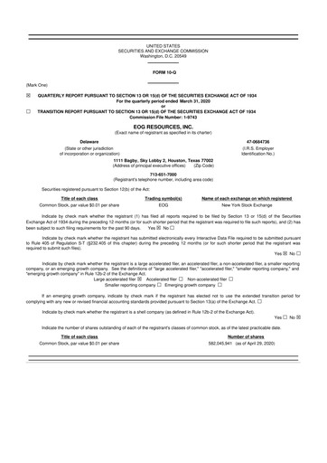 Vorschaubild EOG Resources 10-Q Quartalsbericht  