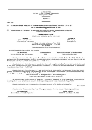 Vorschaubild EOG Resources 10-Q Quartalsbericht  