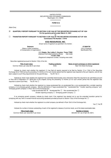 Vorschaubild EOG Resources 10-Q Quartalsbericht  