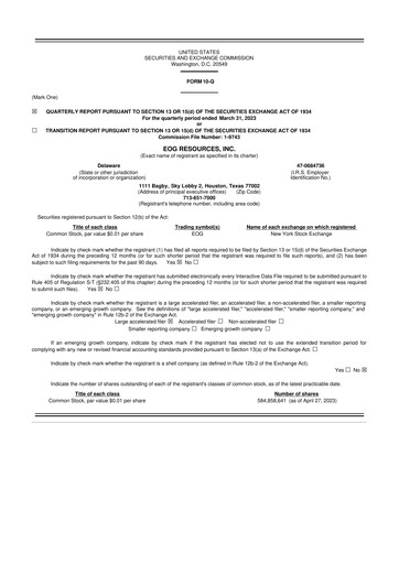 Miniature EOG Resources 10-Q Rapport trimestriel 2023 