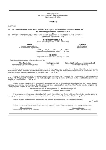 Miniature EOG Resources 10-Q Rapport trimestriel 2025 