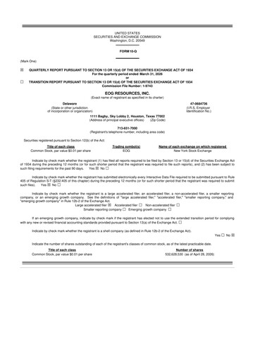 Thumbnail EOG Resources 10-Q Quarterly Report FY 