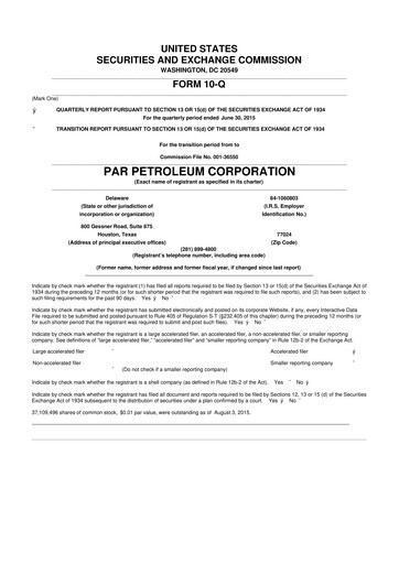 Miniature Par Pacific Holdings 10-Q Rapport trimestriel 2015 