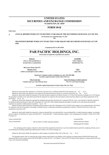 Thumbnail Par Pacific Holdings 10-K Annual Report 2017