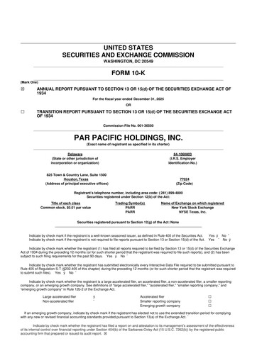 Miniature Par Pacific Holdings 10-K Rapport annuel 2025