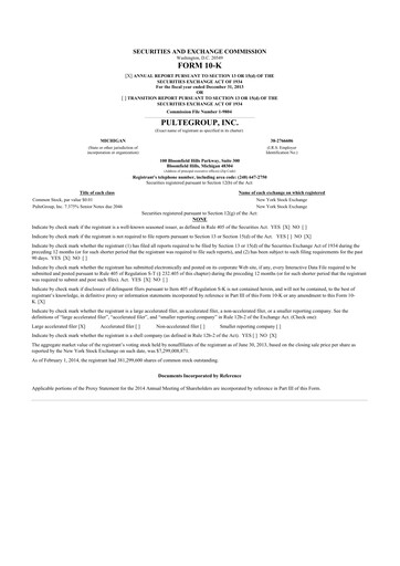 Thumbnail PulteGroup 10-K Annual Report 2013