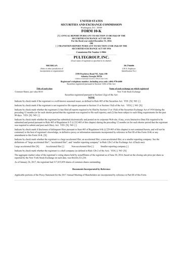 Thumbnail PulteGroup 10-K Annual Report 2016