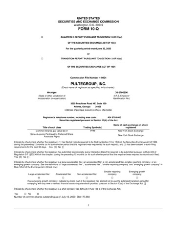 Vorschaubild PulteGroup 10-Q Quartalsbericht 2020 
