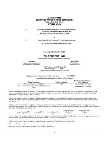 Vorschaubild PulteGroup 10-Q Quartalsbericht 2021 