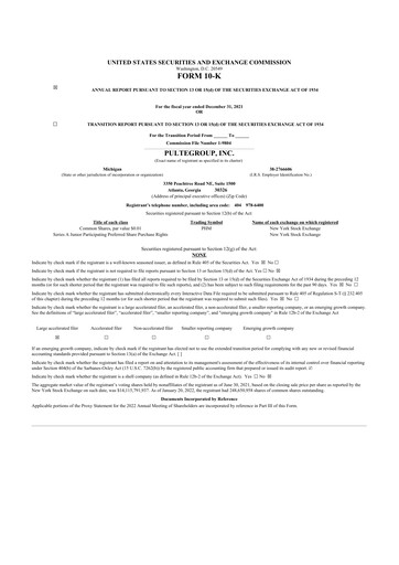 Thumbnail PulteGroup 10-K Annual Report 2021