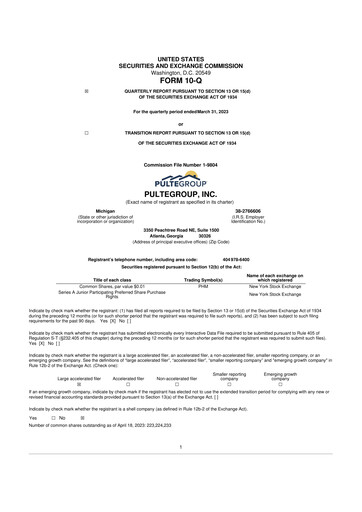 Vorschaubild PulteGroup 10-Q Quartalsbericht 2023 