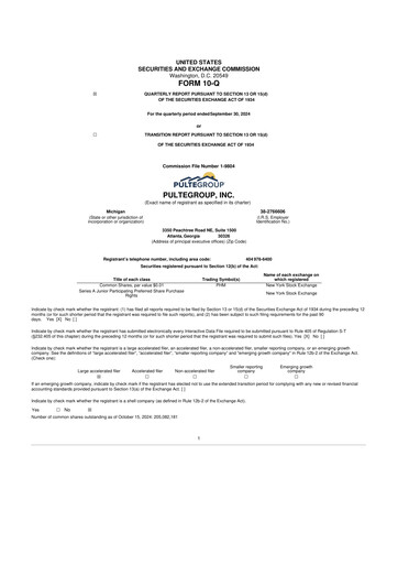 Vorschaubild PulteGroup 10-Q Quartalsbericht 2024 