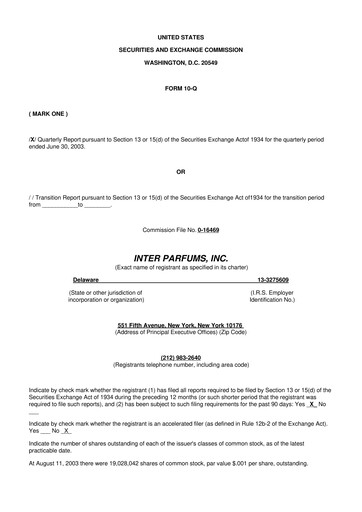 Thumbnail Interparfums 10-Q Quarterly Report FY 