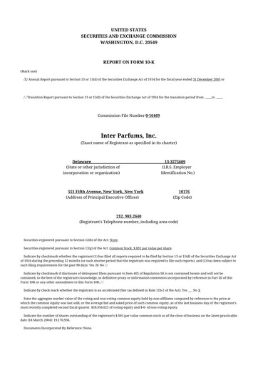 Thumbnail Interparfums 10-K Annual Report 
