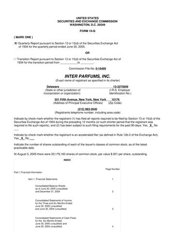 Thumbnail Interparfums 10-Q Quarterly Report FY 