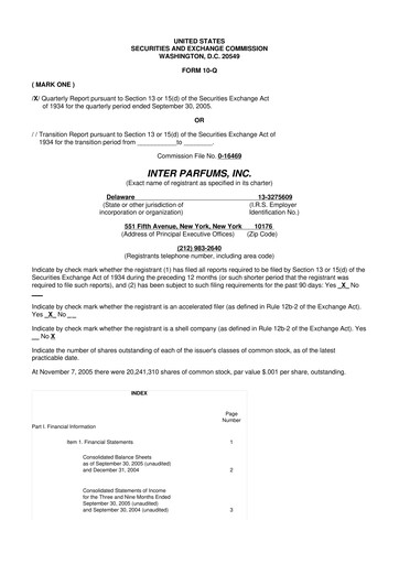 Thumbnail Interparfums 10-Q Quarterly Report FY 