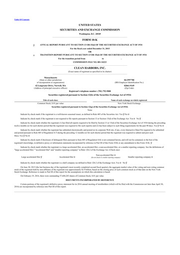 Thumbnail Clean Harbors
 10-K Annual Report 2015