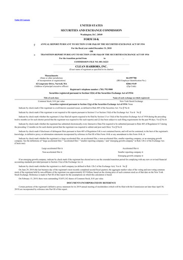 Thumbnail Clean Harbors
 10-K Annual Report 2018