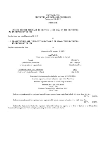 Thumbnail Aaon 10-K Annual Report 2013