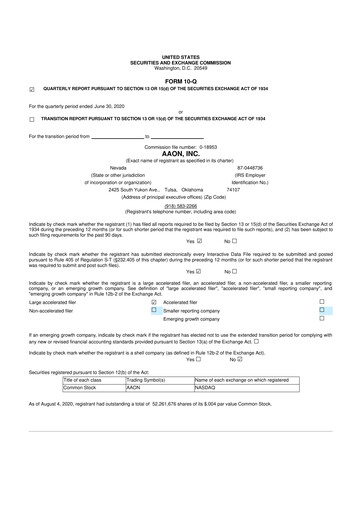 Thumbnail Aaon 10-Q Quarterly Report FY2020 