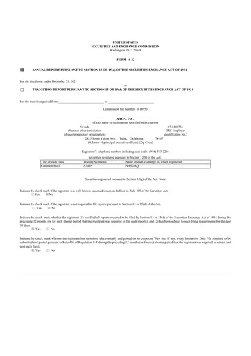 Thumbnail Aaon 10-K Annual Report 2021