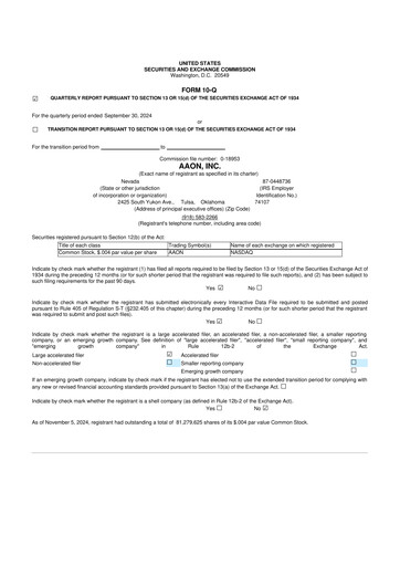 Thumbnail Aaon 10-Q Quarterly Report FY2024 