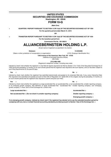 Thumbnail AllianceBernstein 10-Q Quarterly Report FY 